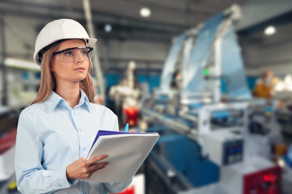 Young,Woman,Working,In,Container,Terminal.